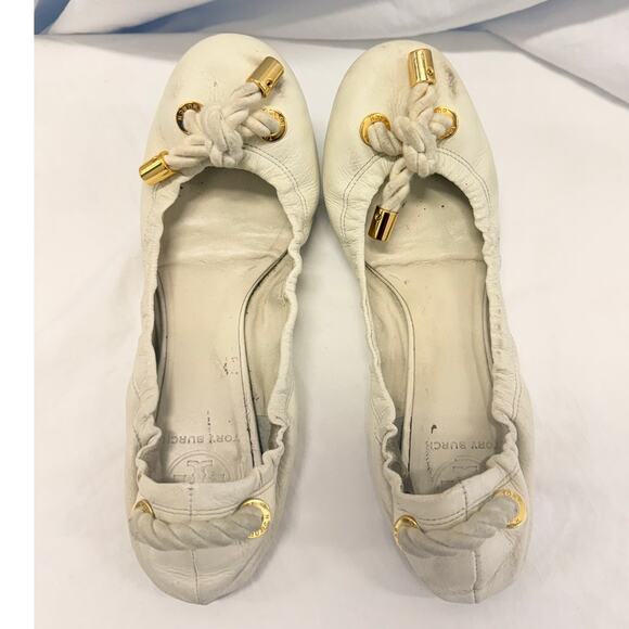 Tory Burch White Ballet Flats 2008 Los Angeles Time 8.5M - Picture 1 of 7